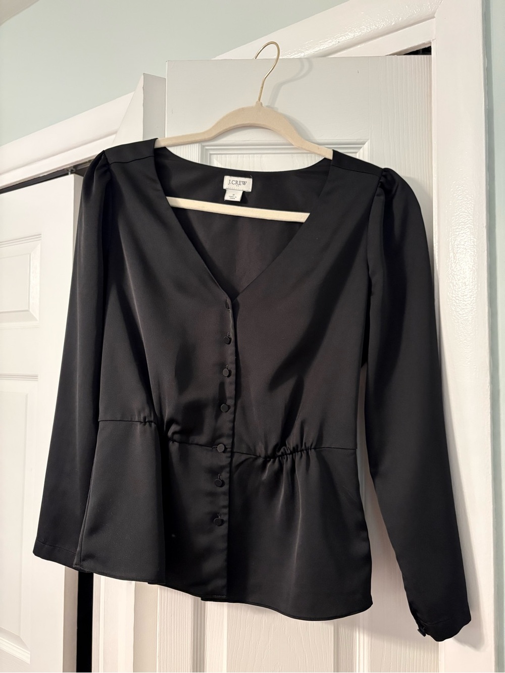 J. Crew Black Satin Blouse